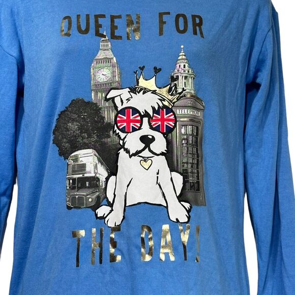 Justice Queen For a Day London Blue Pullover Sweater Size 14 - Picture 2 of 6